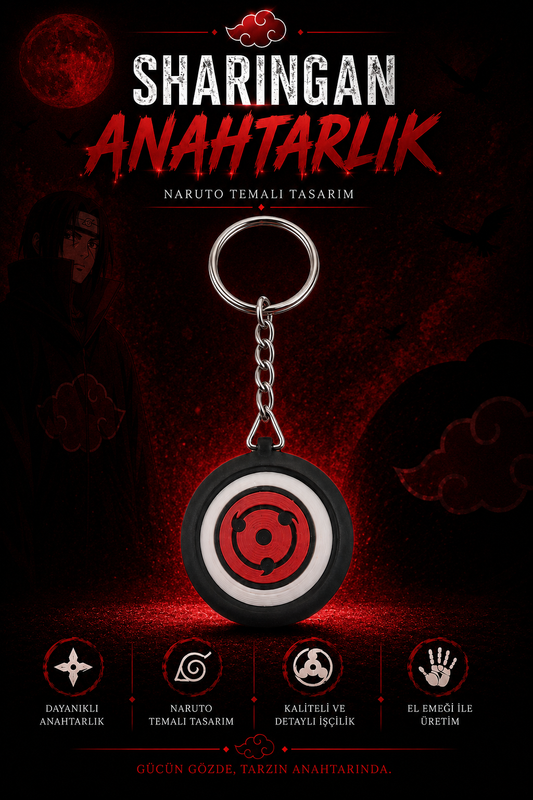 Naruto Sharingan 360° Dönen Sharingan Anahtarlık
